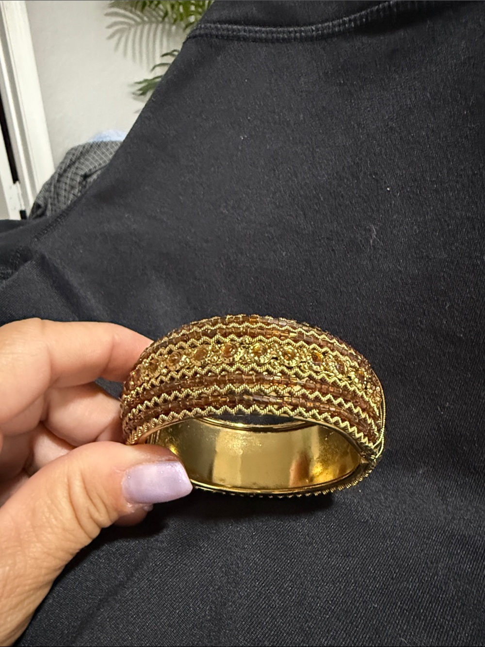 Liz Claiborne Gold and Brown Woven Bangle Bracelet